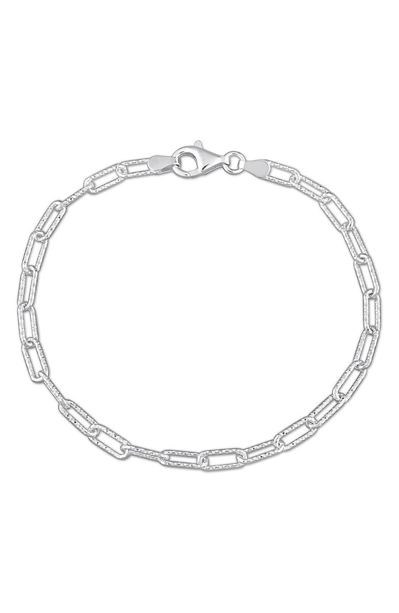 DELMAR Fancy Paper Clip Chain Bracelet, Main, color, Silver