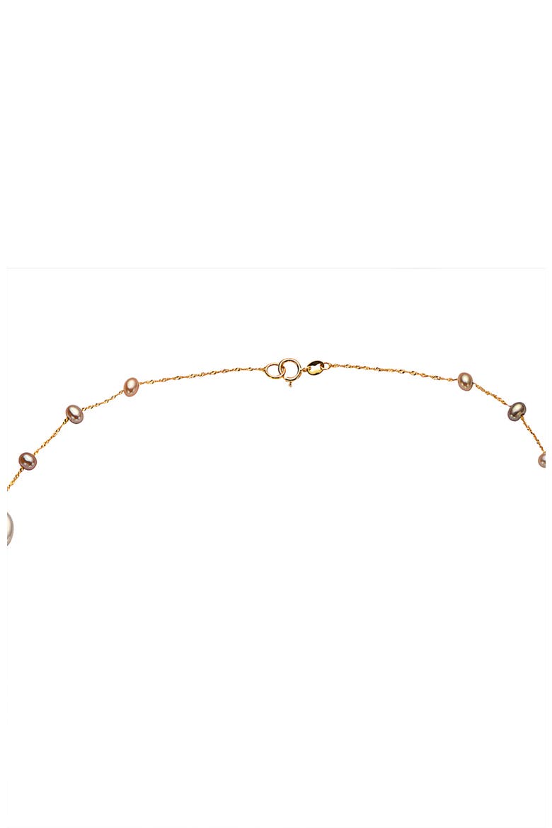 14K Yellow Gold Multi Color Freshwater Pearl Long Station Necklace, Alternate, color, 14K Gold