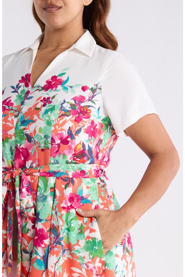 Floral Print Shirtdress, Alternate, color, CORAL FLORAL