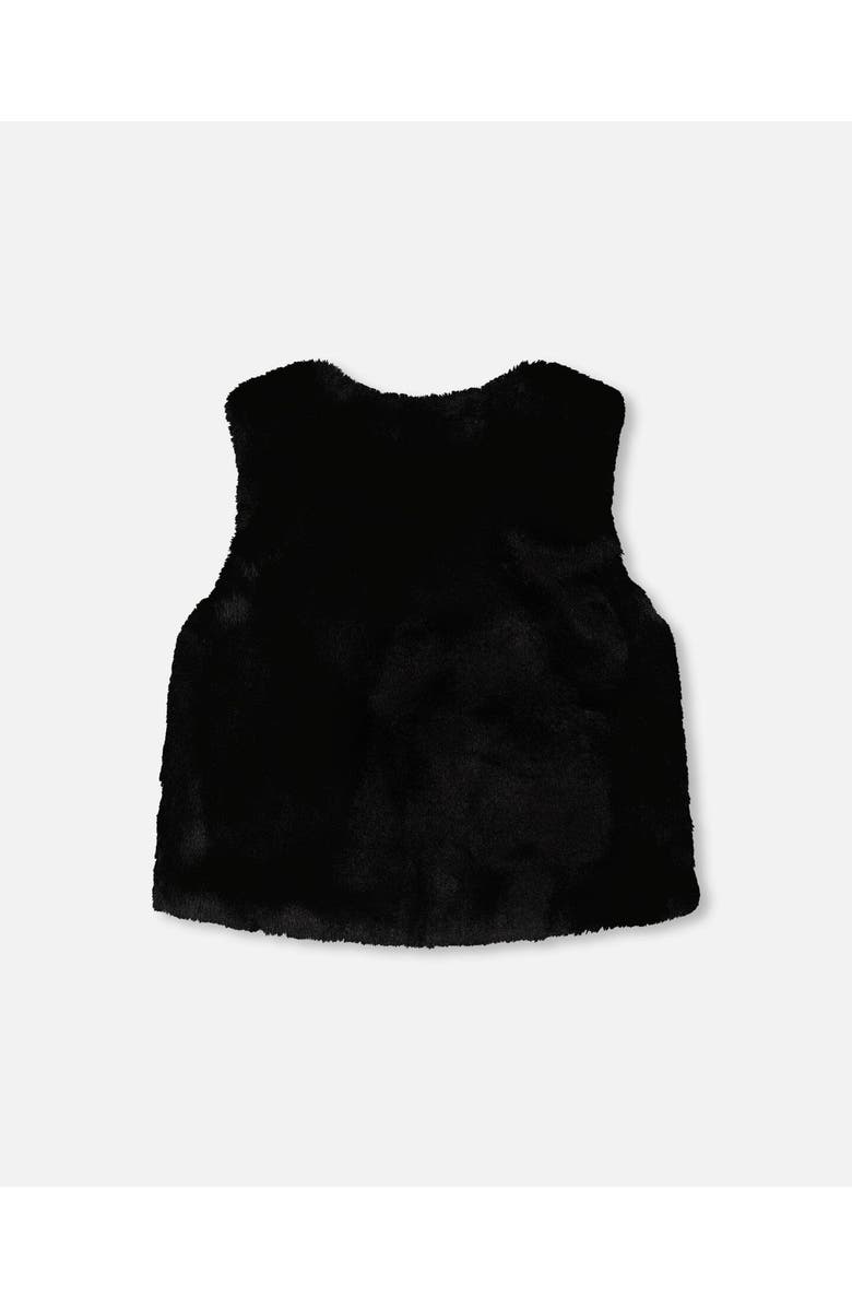 Deux par Deux Girl's Faux Fur Vest Black, Alternate, color, 