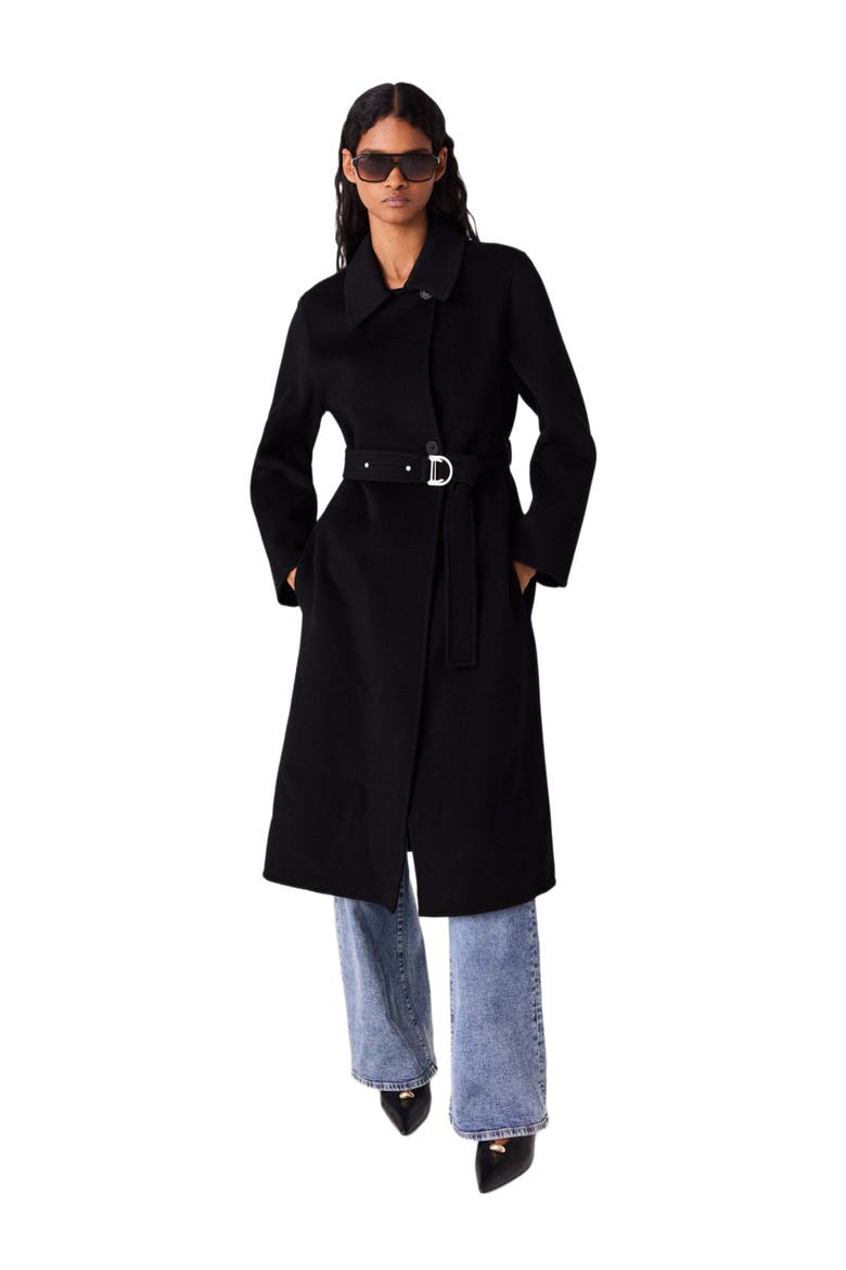 Double-faced coat with removable collar, Alternate, color, Black