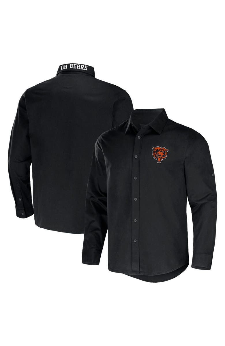 NFL X DARIUS RUCKER Men's NFL x Darius Rucker Collection by Fanatics Black Chicago Bears Convertible Twill Long Sleeve Button-Up Shirt, Main, color, 