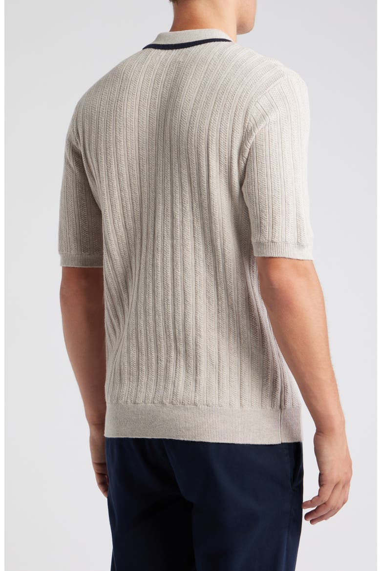 Bury Zip Polo Cotton & Cashmere Sweater, Alternate, color, NATURAL MELANGE