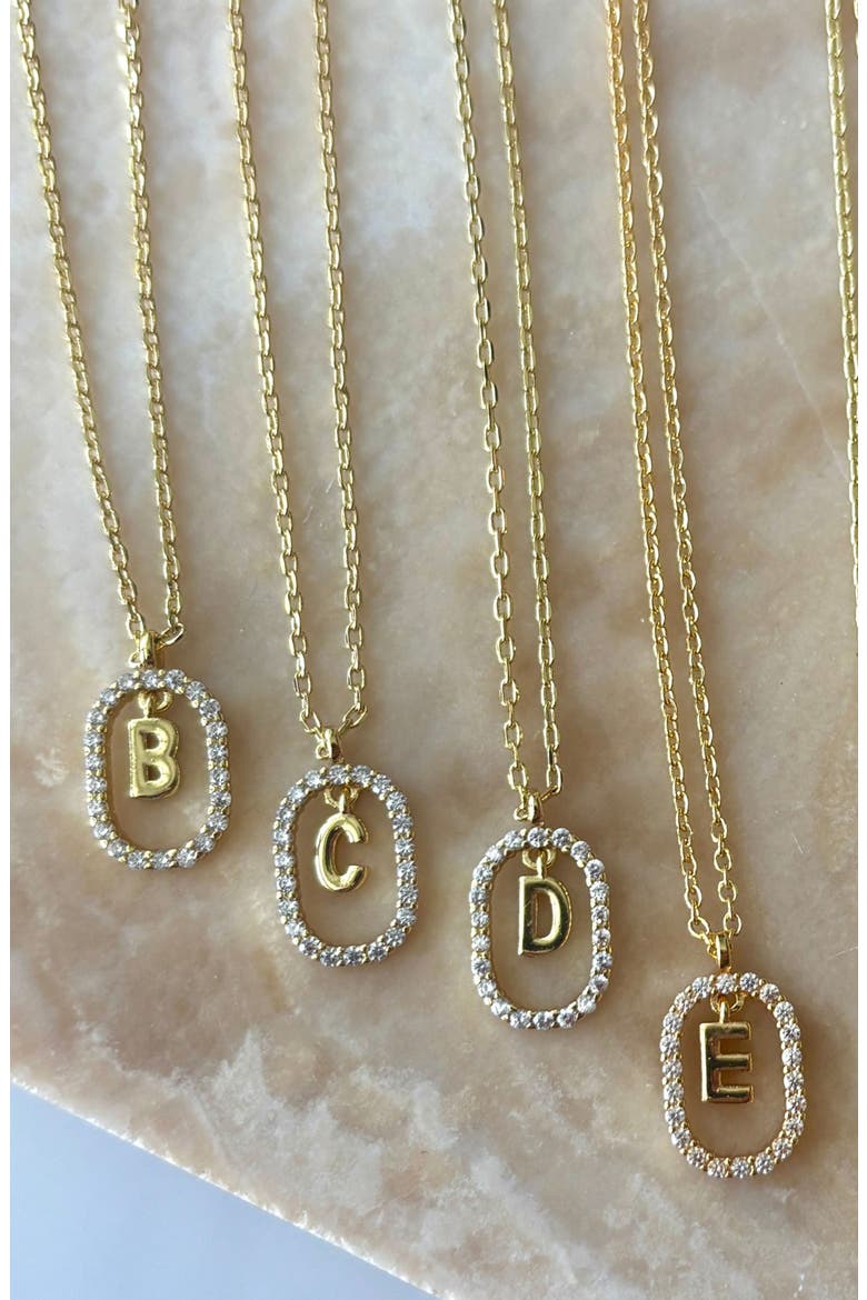 Floating Letter Initial Cubic Zirconia Pendant Necklace, Alternate, color, GOLD-D