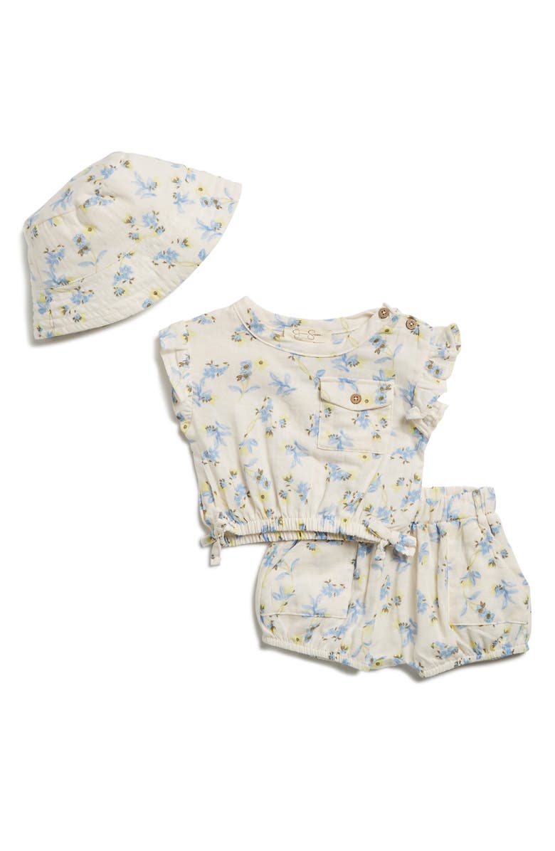 Jessica Simpson Floral Top, Shorts & Bucket Hat Set, Main, color, 