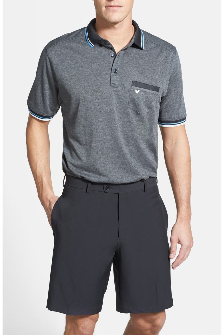 'Retro' Opti-Dri Moisture Wicking Polo, Main, color, CAVIAR  HEATHER