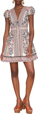 Avec Les Filles Puff Sleeve Tie Neck Dress