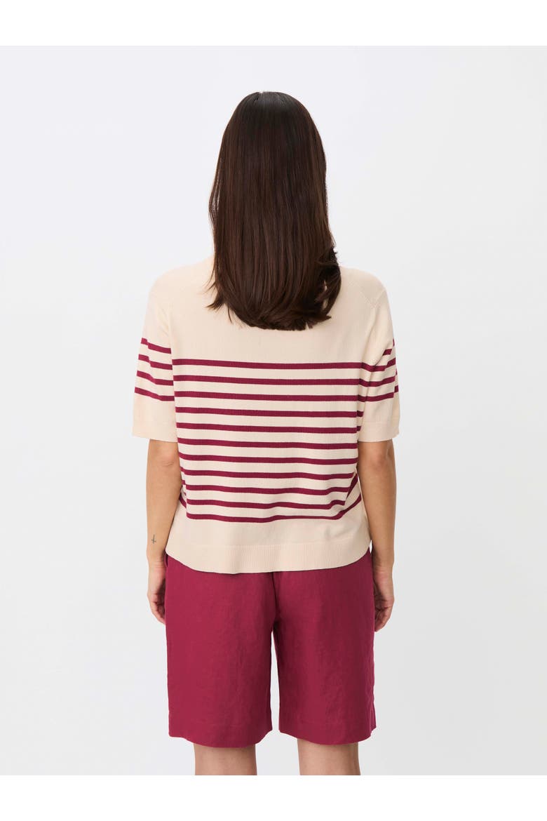 Maflorayne Striped Shot Sleeve Knit Top, Alternate, color, Beet Red