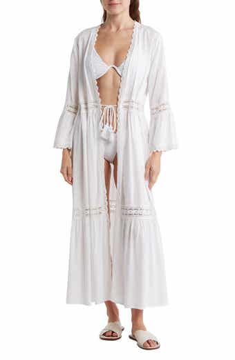 BOHO ME Open Front Lace Inset Cover Up