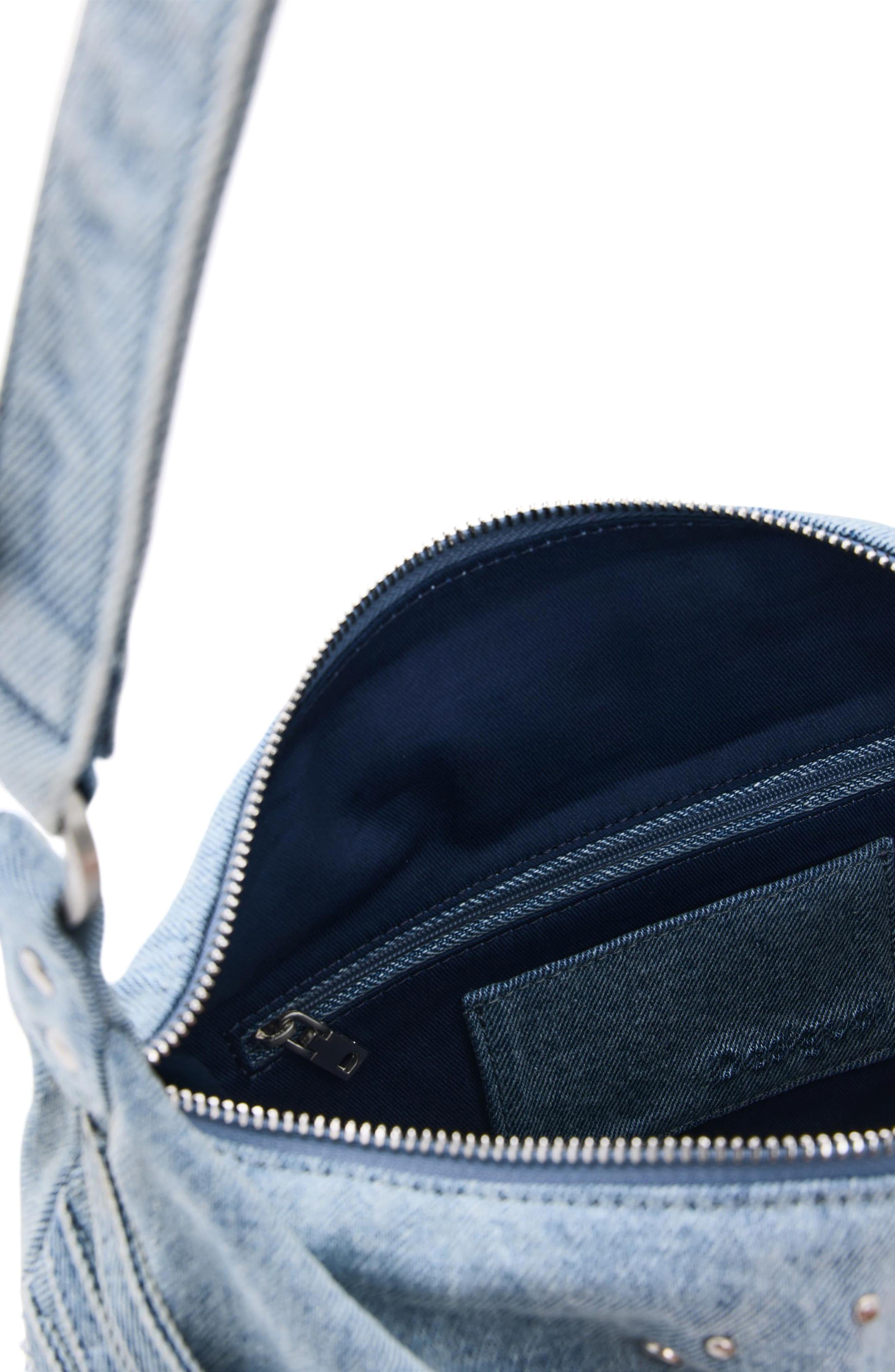 Medium Denim Shoulder Bag, Alternate, color, LIGHT BLUE