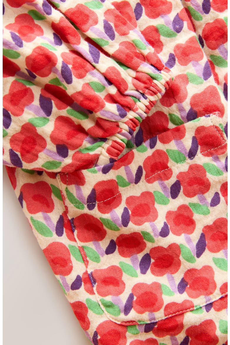 Kids' Floral Long Sleeve Cotton Dress, Alternate, color, RED