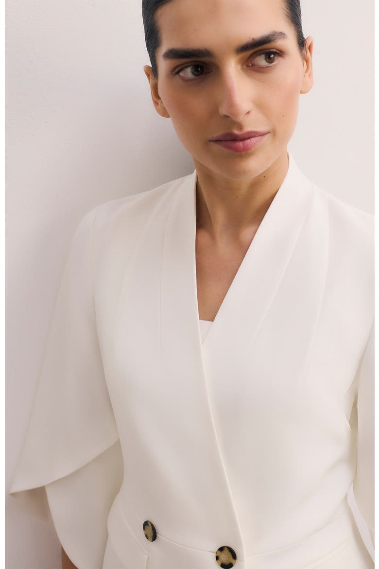 Signature Draped Cape Blazer, Alternate, color, White