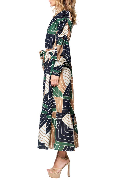 Ciebon Mariyah Print Long Sleeve Maxi Dress In Multi