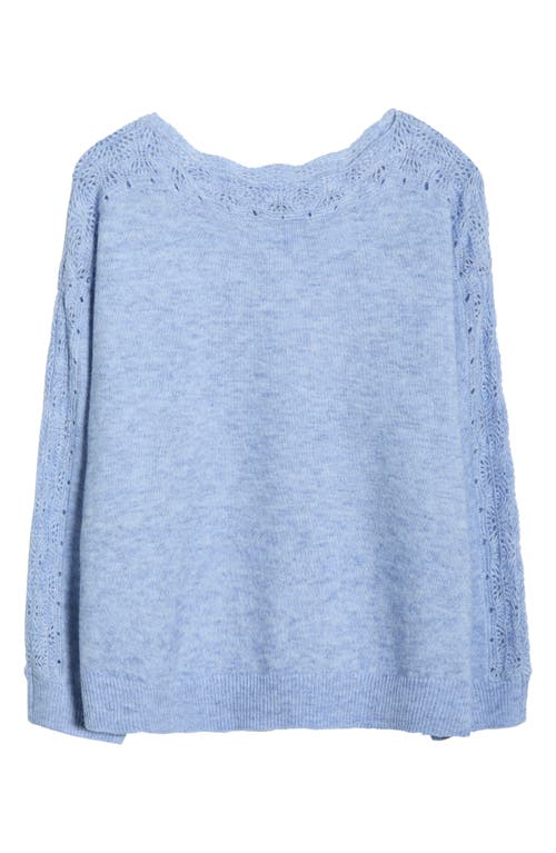 Wit & Wisdom Open Stitch Boat Neck Sweater In Blue