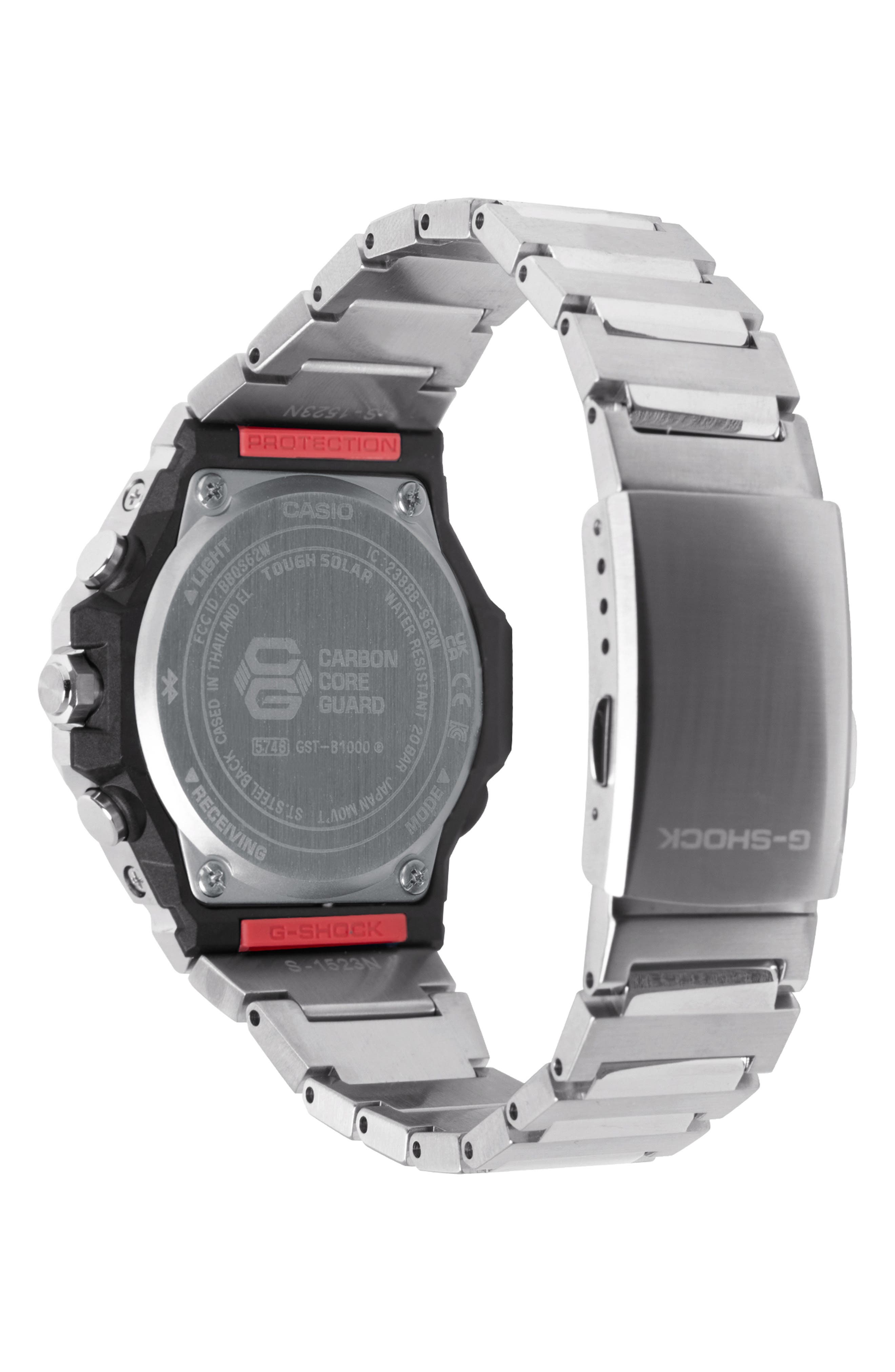 GST-B1000D-2A Black Smartphone Linked Solar Bracelet Watch, 46.9mm