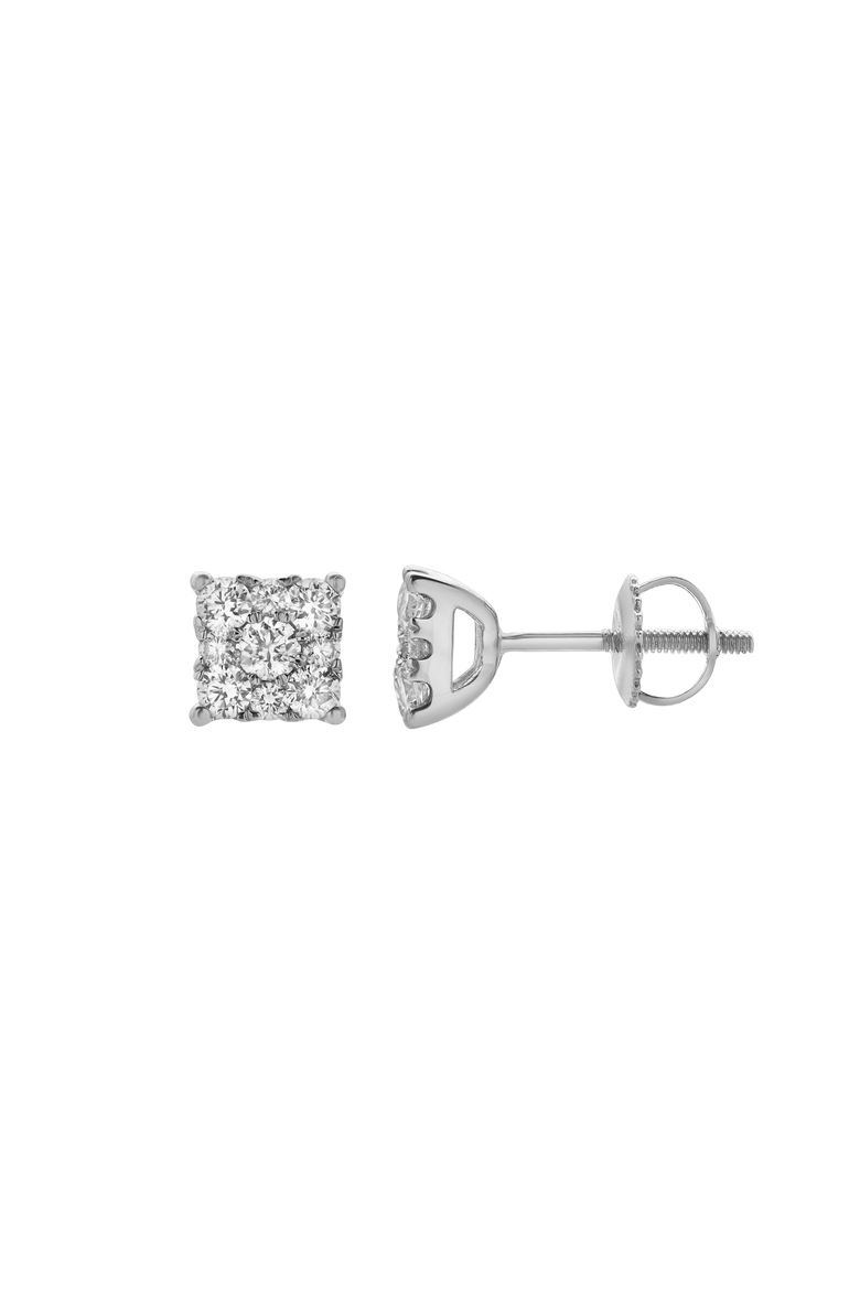 Nova 14K White Gold Cluster Lab Grown Diamond Unisex Earrings - 0.5 Cts, Main, color, 14K White Gold