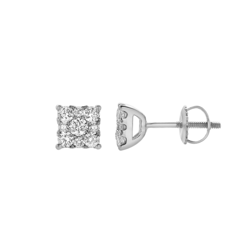 Luvmyjewelry Nova 14k White Gold Cluster Lab Grown Diamond Unisex Earrings