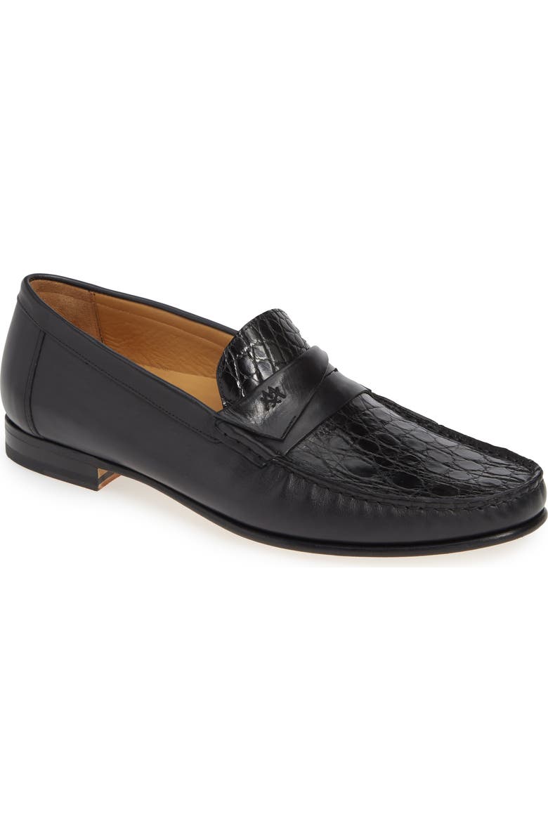 Mezlan Sica Crocodile Leather Penny Loafer, Main, color,