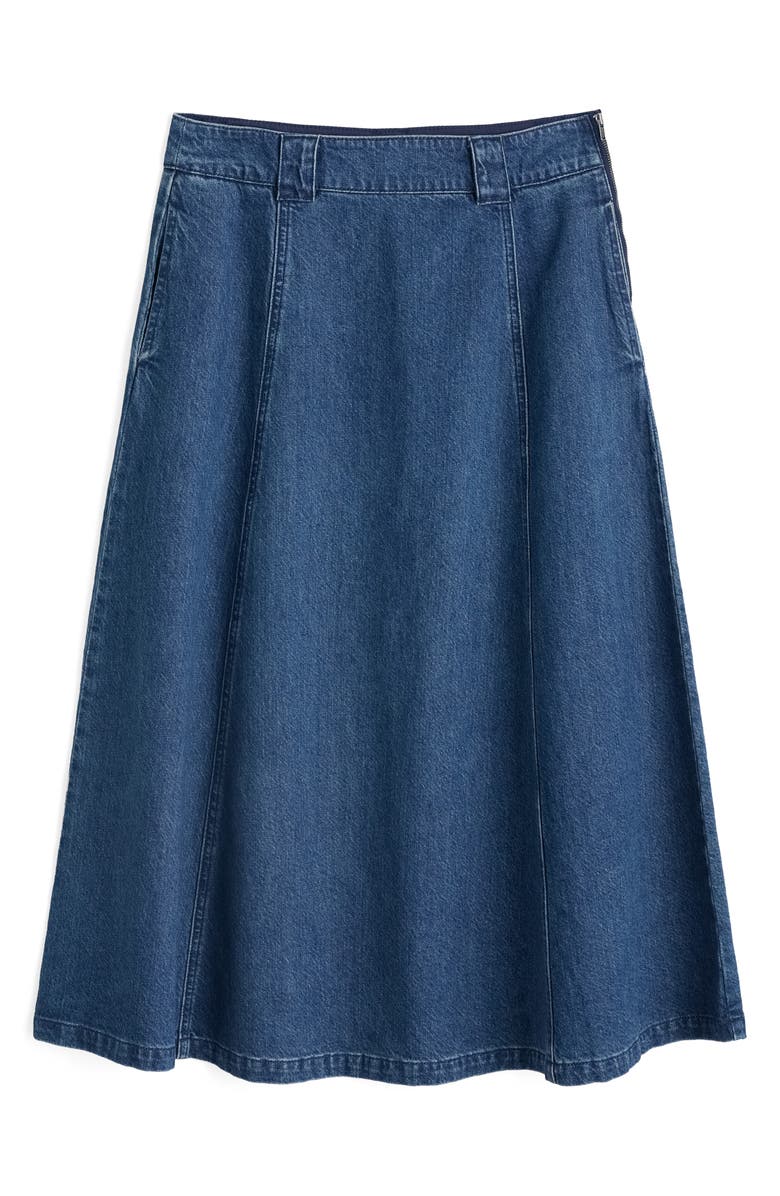 Seasalt Cornwall Restharrow Cotton & Linen A-Line Denim Skirt, Alternate, color, Mid Wash