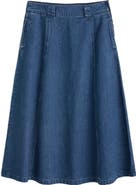 Seasalt Cornwall Restharrow Cotton 
Linen A-Line Denim Skirt