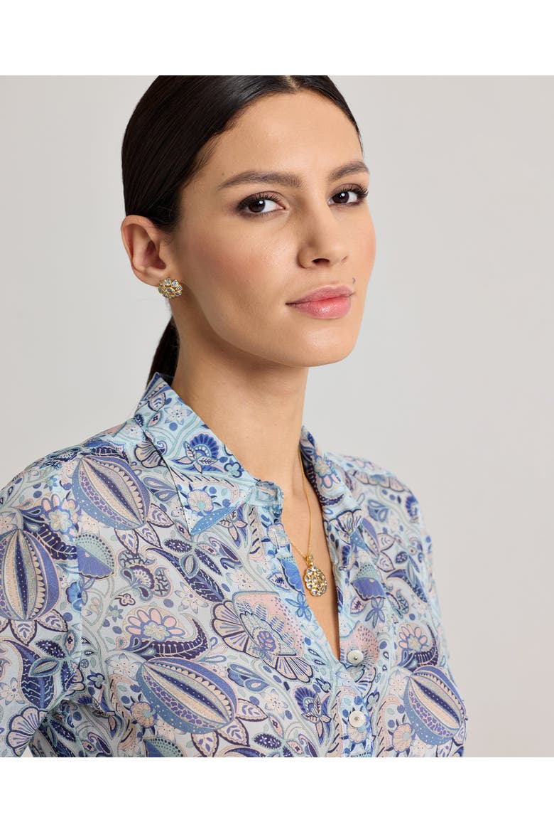 Sophia Liberty Silk Classic Shirt, Alternate, color, Soft Blue Multi