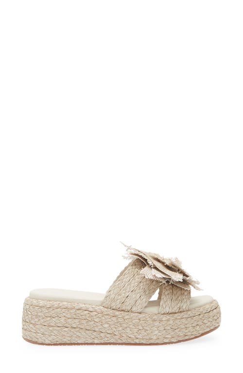 Chocolat Blu Lexie Platform Wedge Slide Sandal In Smoke Raffia