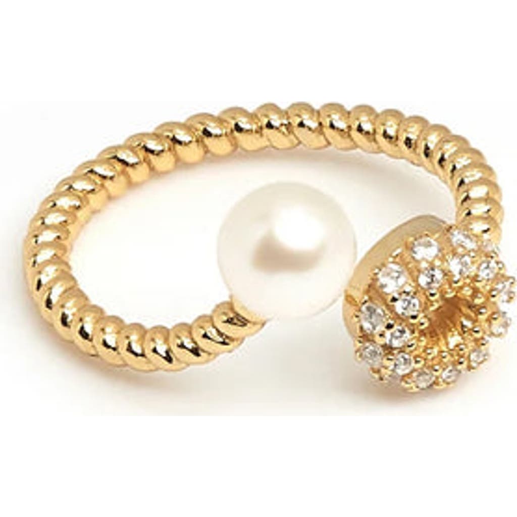 Zarux Pearl Rope Ring In Gold