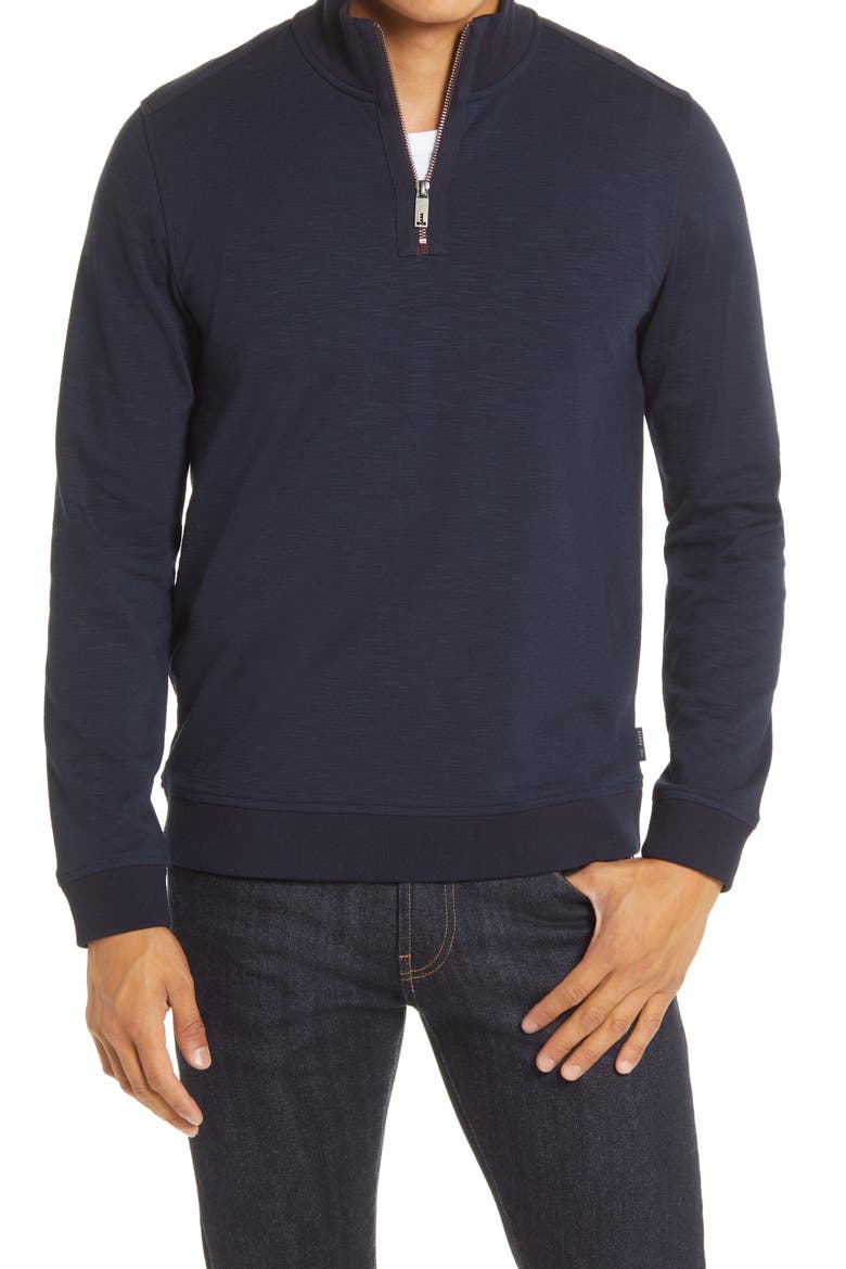 Caravan Slim Fit Quarter Zip Top, Main, color, DARK NAVY