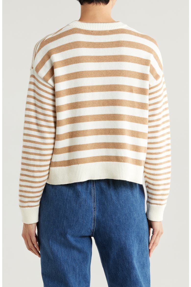 Suki Stripe Cotton Crewneck Sweater, Alternate, color, OAK STRIPE