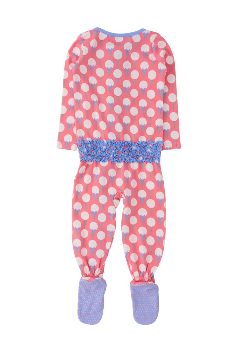 Baby Girls Modal Blend Ruffle One Piece Footie Pajamas, Alternate, color, Pink Tee Time