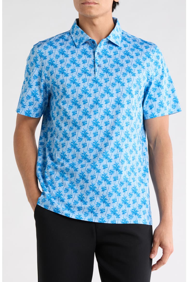 Palm Tree Cotton Knit Polo, Main, color, CLASSIC BLUE