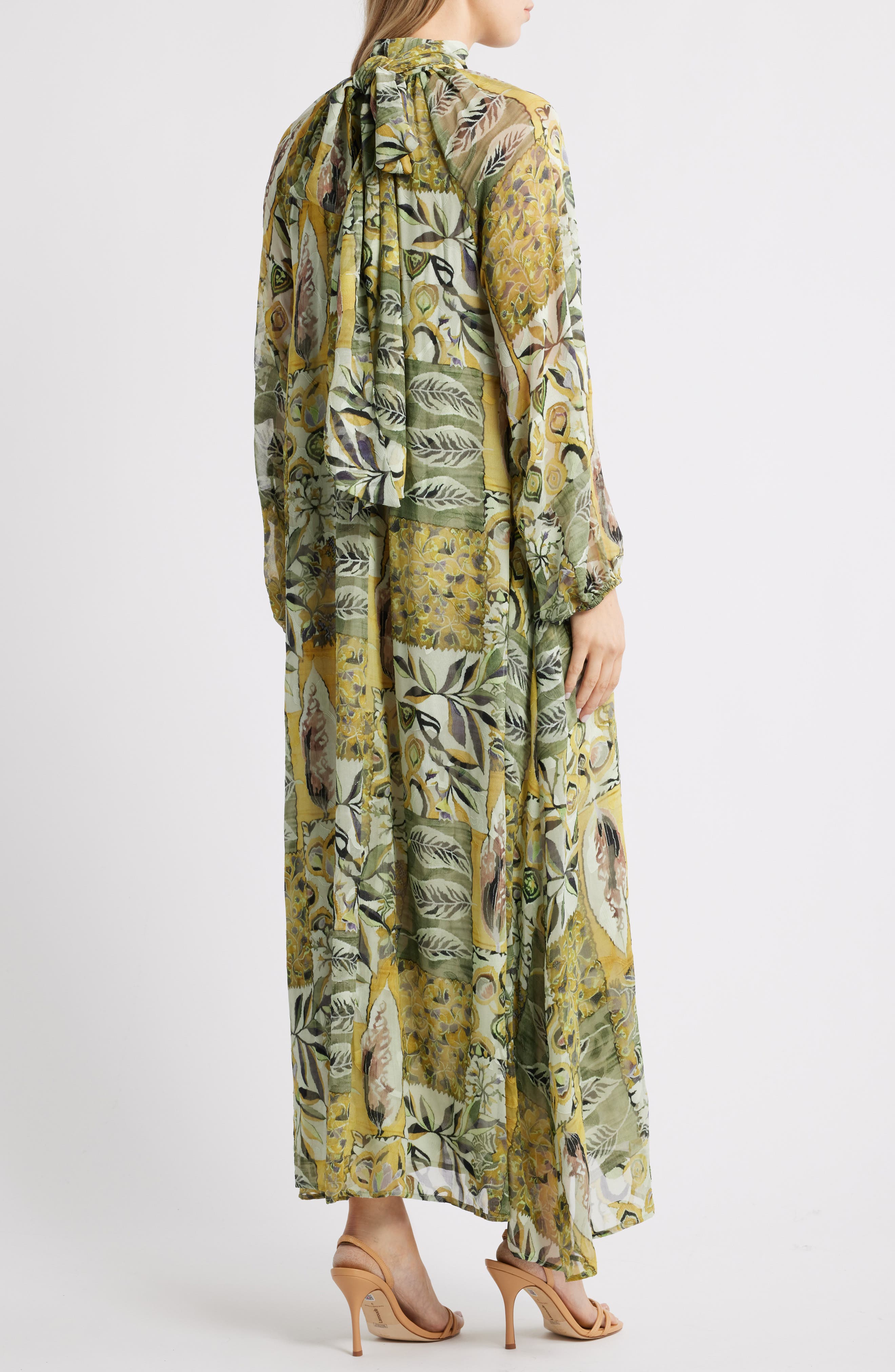 Botanical Tie-Neck Maxi Dress - image 2