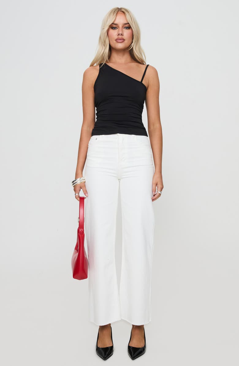 Princess Polly Fawcett Raw Hem High Waist Straight Leg Jeans, Alternate, color, White