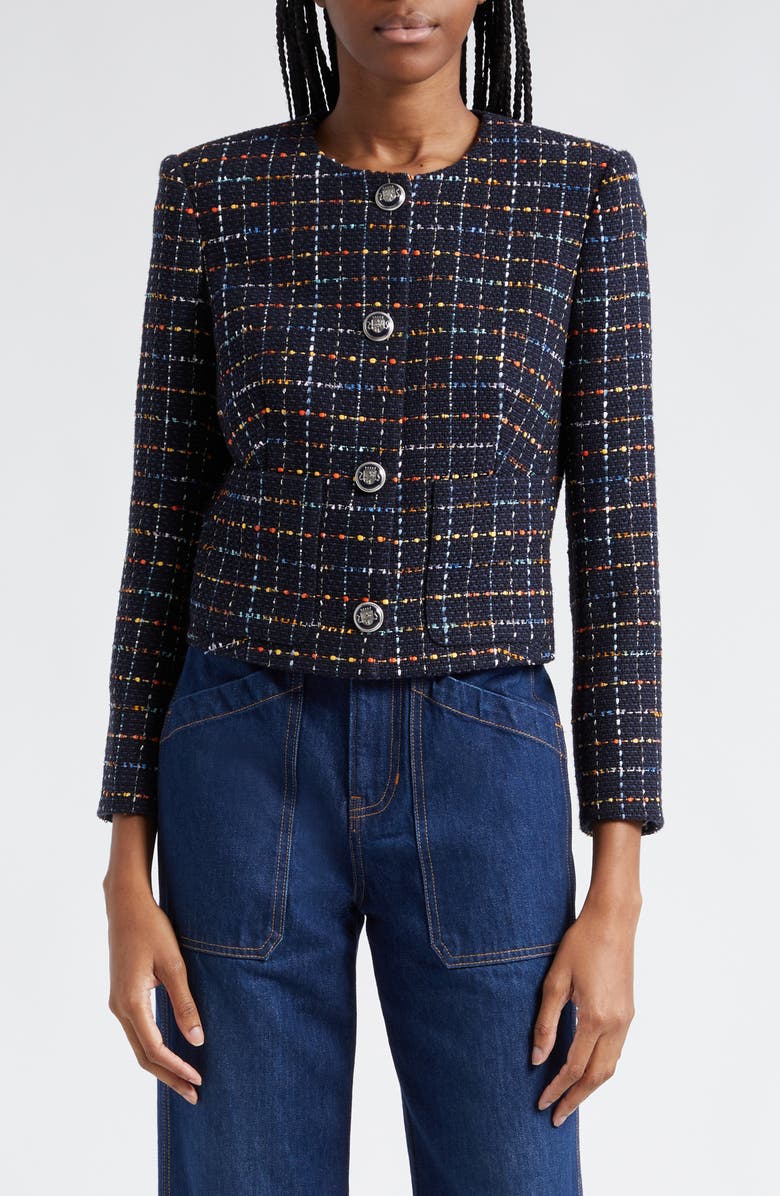 Veronica Beard Nathan Cotton Blend Tweed Jacket, Main, color,