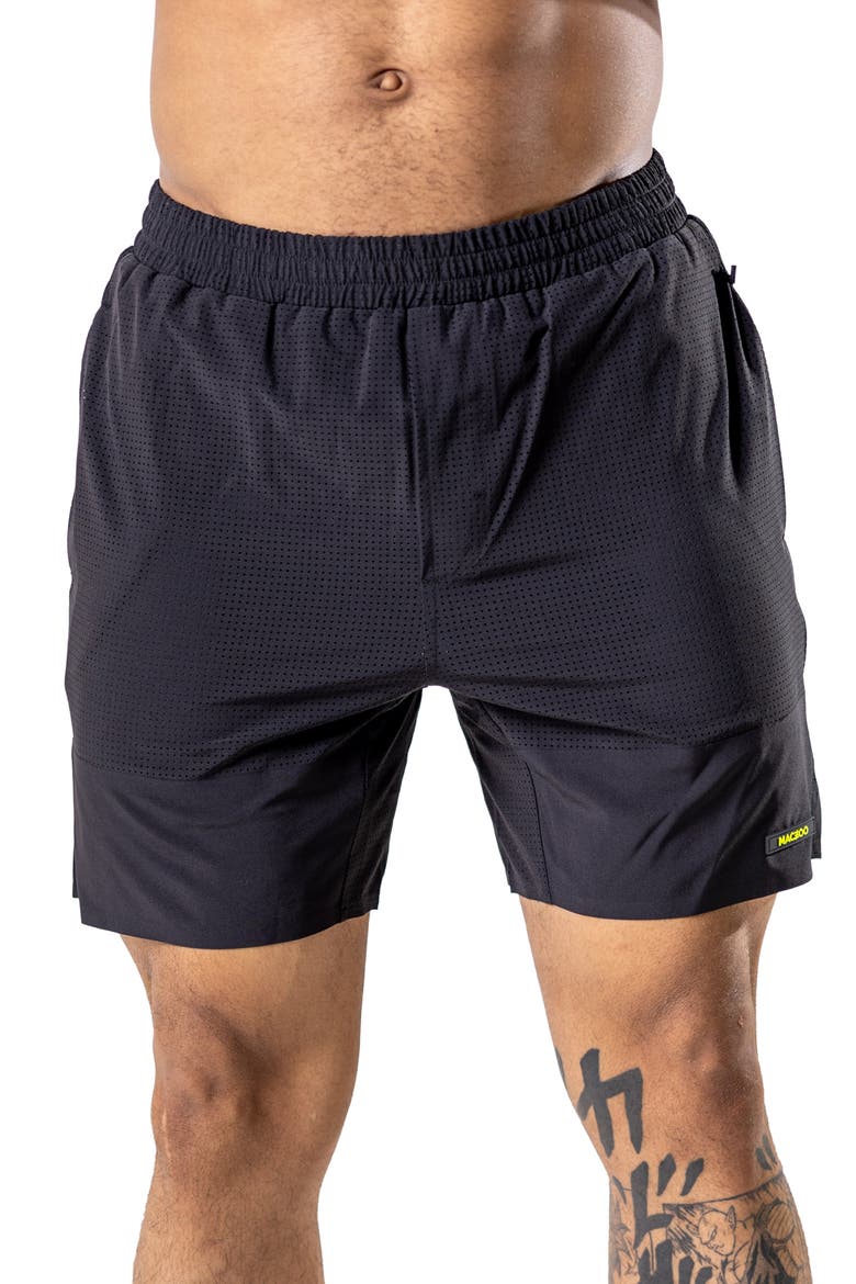 Perforated Training Shorts, Main, color, BLACK