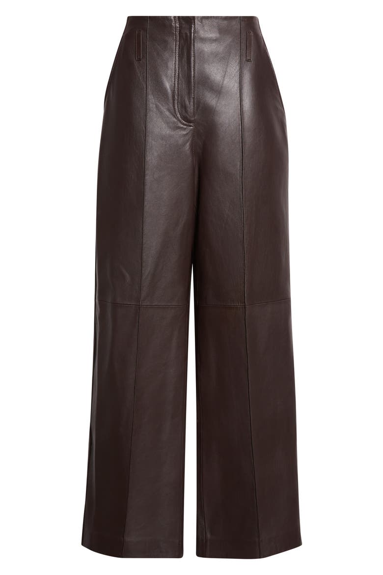 Liam Pintuck Wide Leg Leather Pants, Alternate, color, BORDEAUX