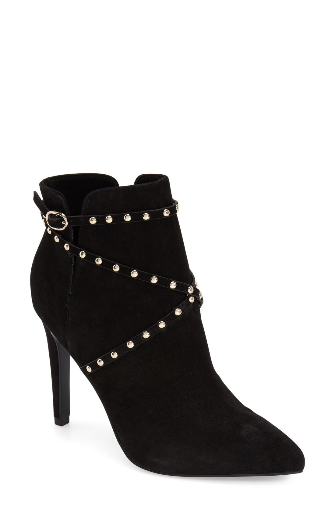 Topshop 'Humour' Studded Pointy Toe Bootie, Main, color, 
