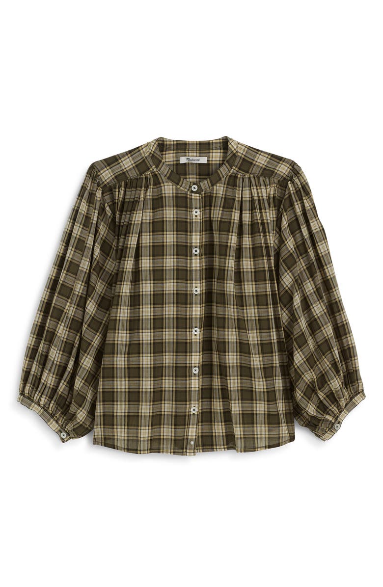 Madewell Balloon Sleeve Cotton Button-Up Top, Alternate, color, Faded Ivy