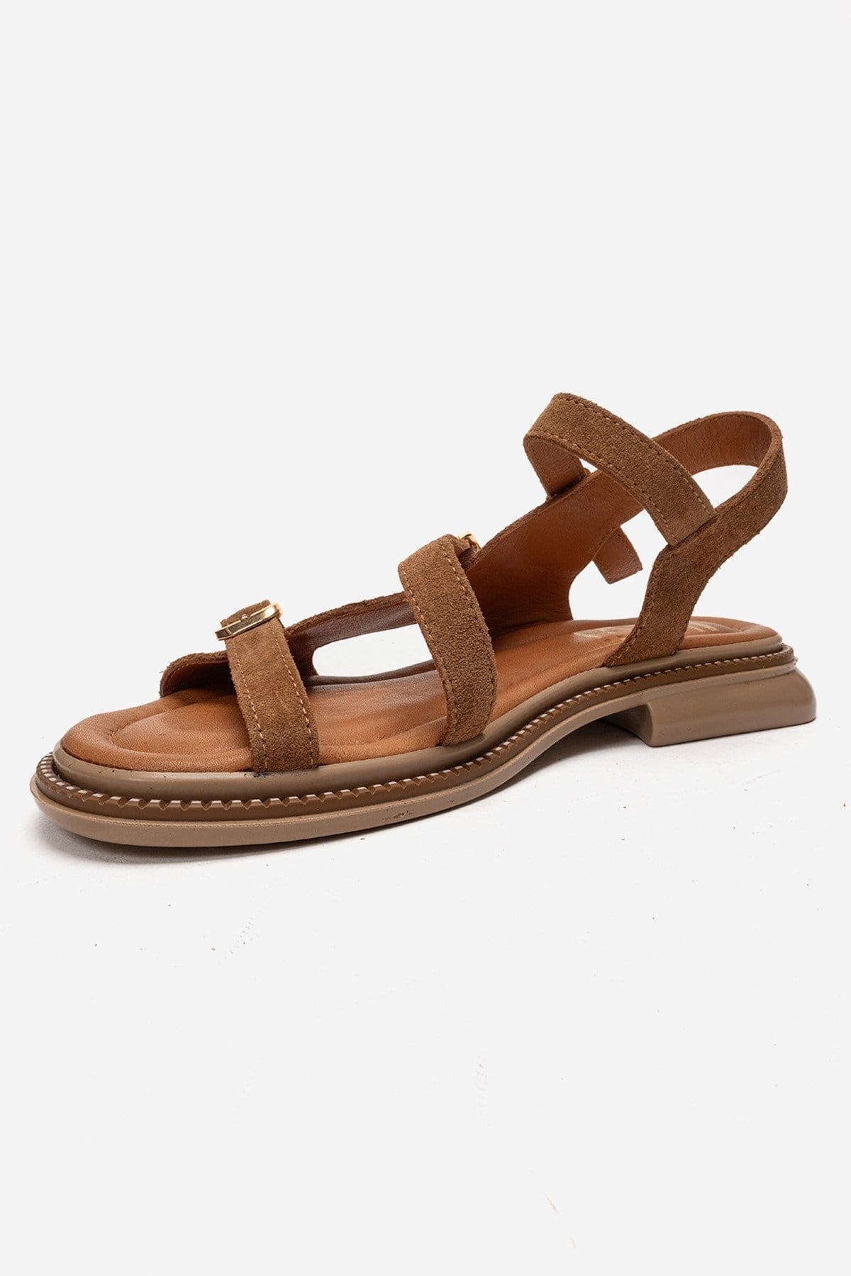Morez Leather Sandal, Alternate, color, Cognac Suede