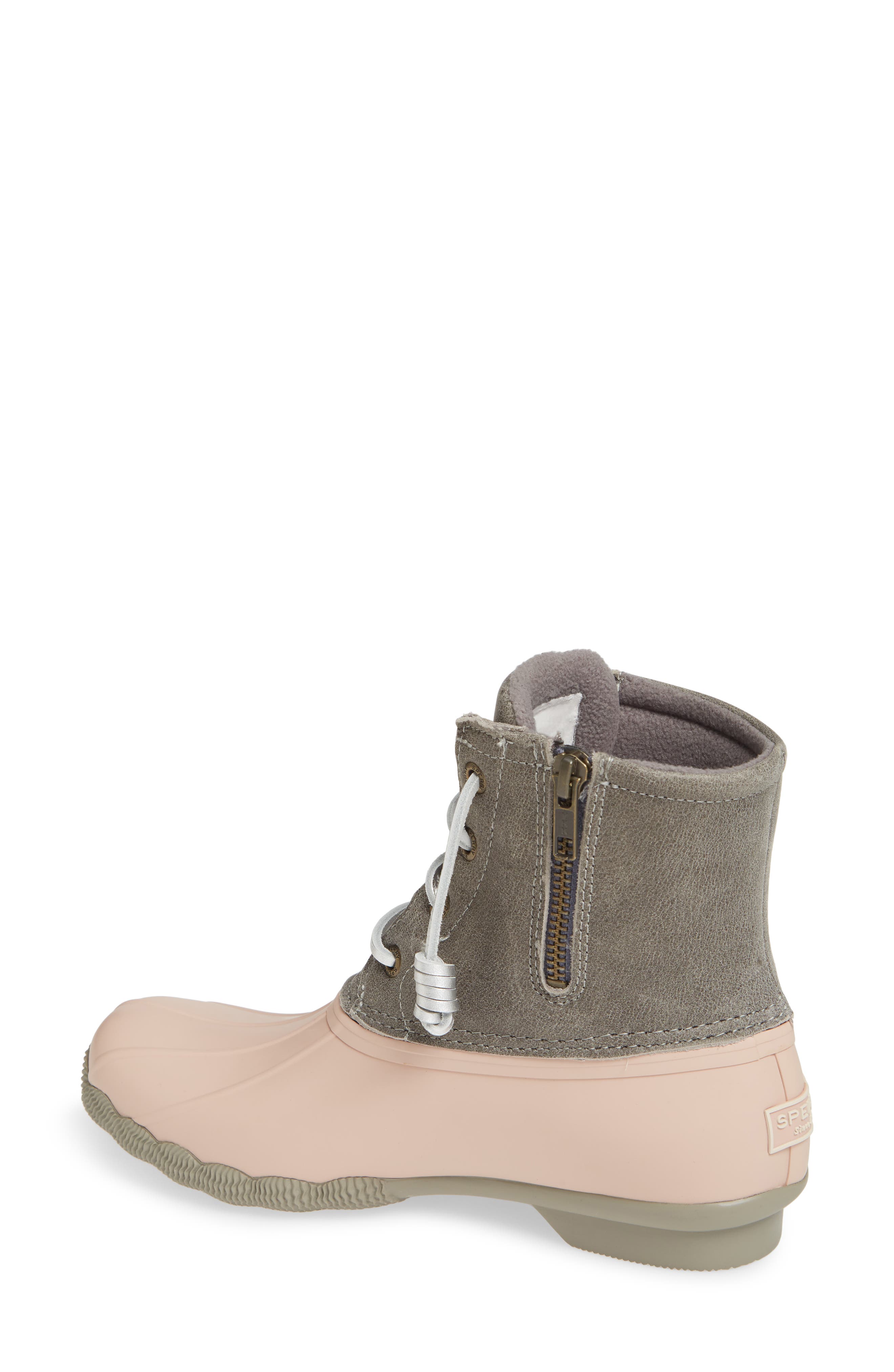 Saltwater Rain Boot, Alternate, color, GREY/ ROSE LEATHER