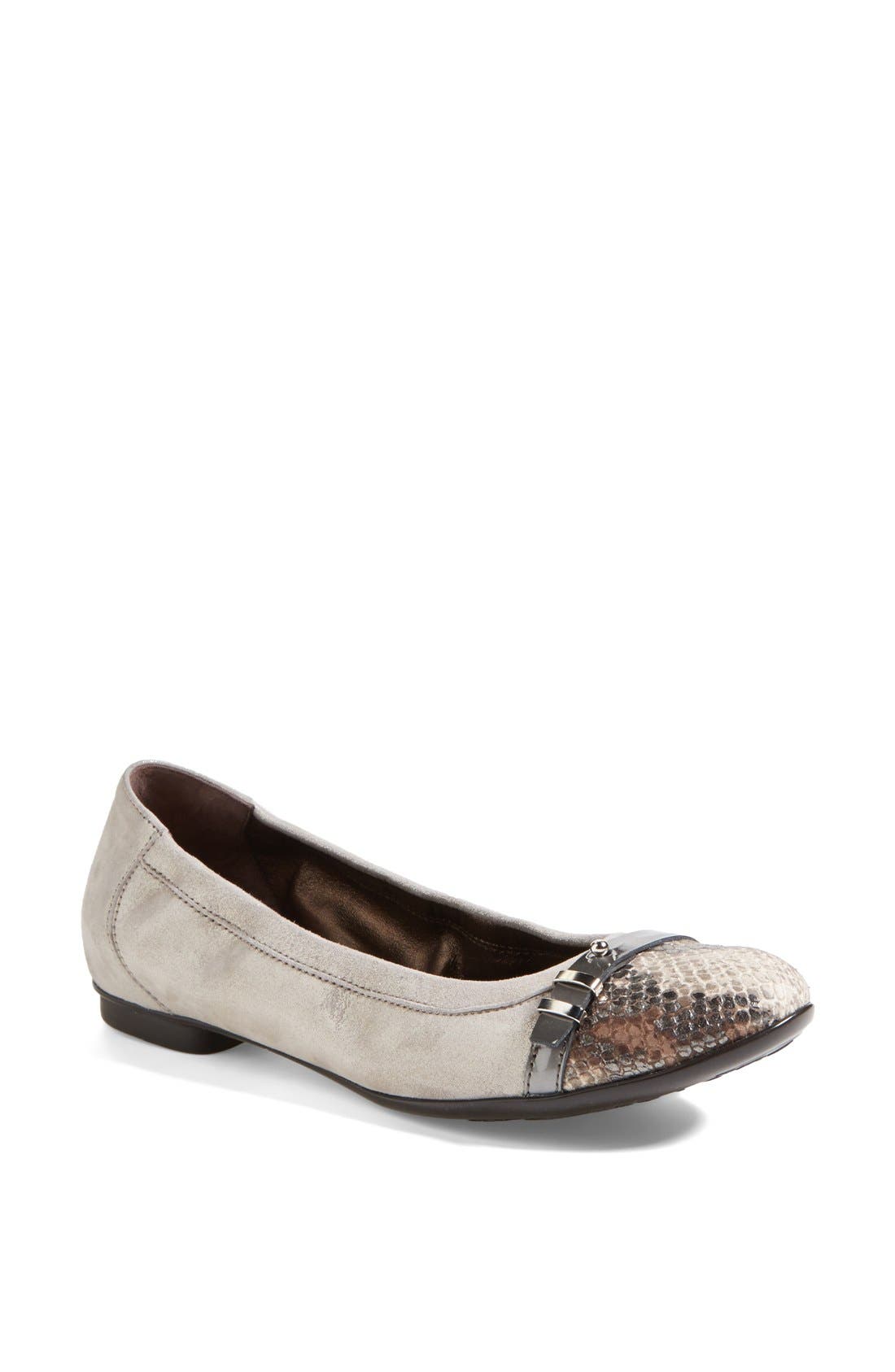 Attilio Giusti Leombruni 'Bella' Patent & Nappa Leather Ballet Flat, Main, color, TAUPE