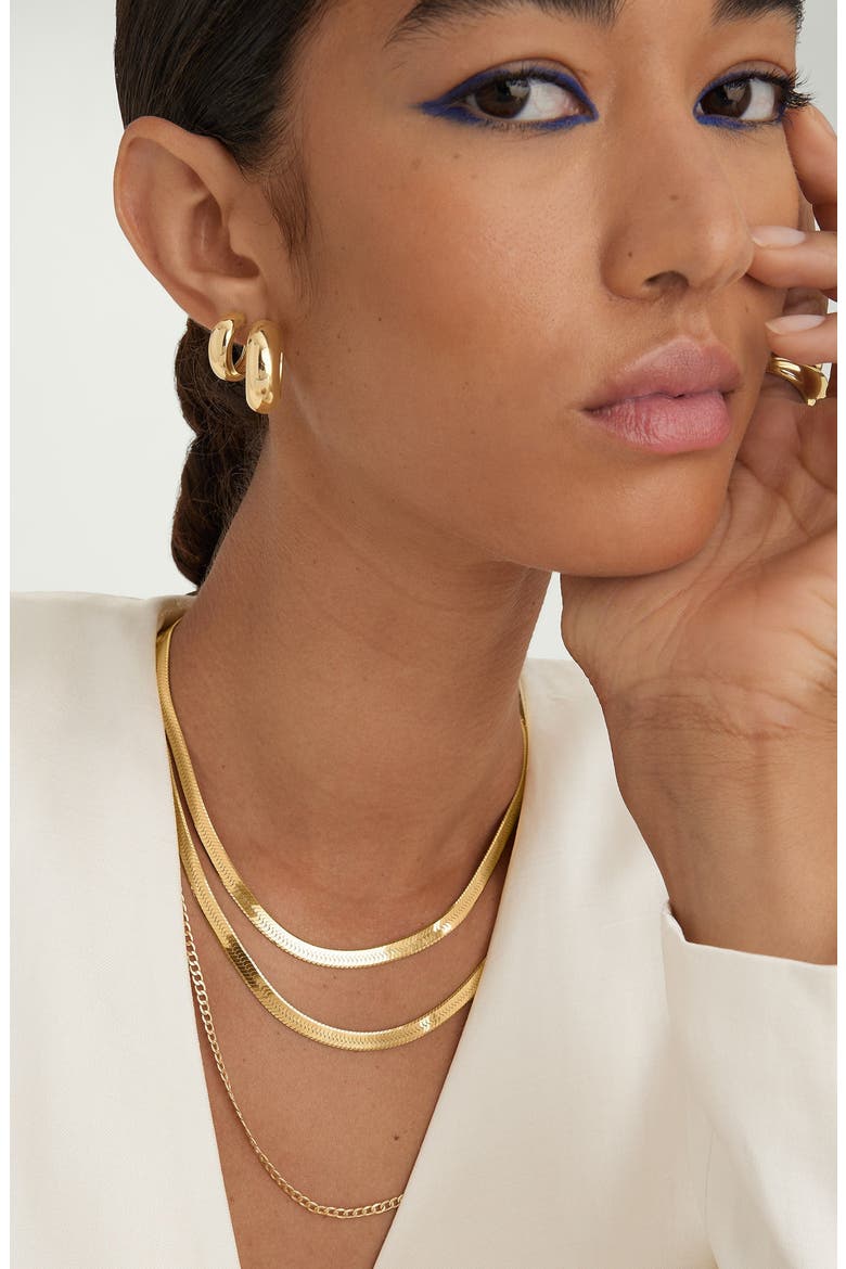 Bold Herringbone Chain Necklace, Alternate, color, 18k Gold Vermeil