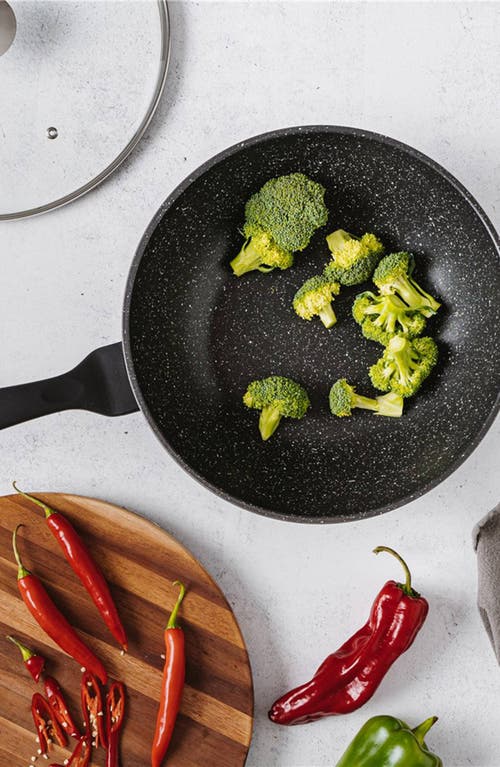 Cuisine::pro ® Granite Wok With Lid 5.1 Qt. In Black