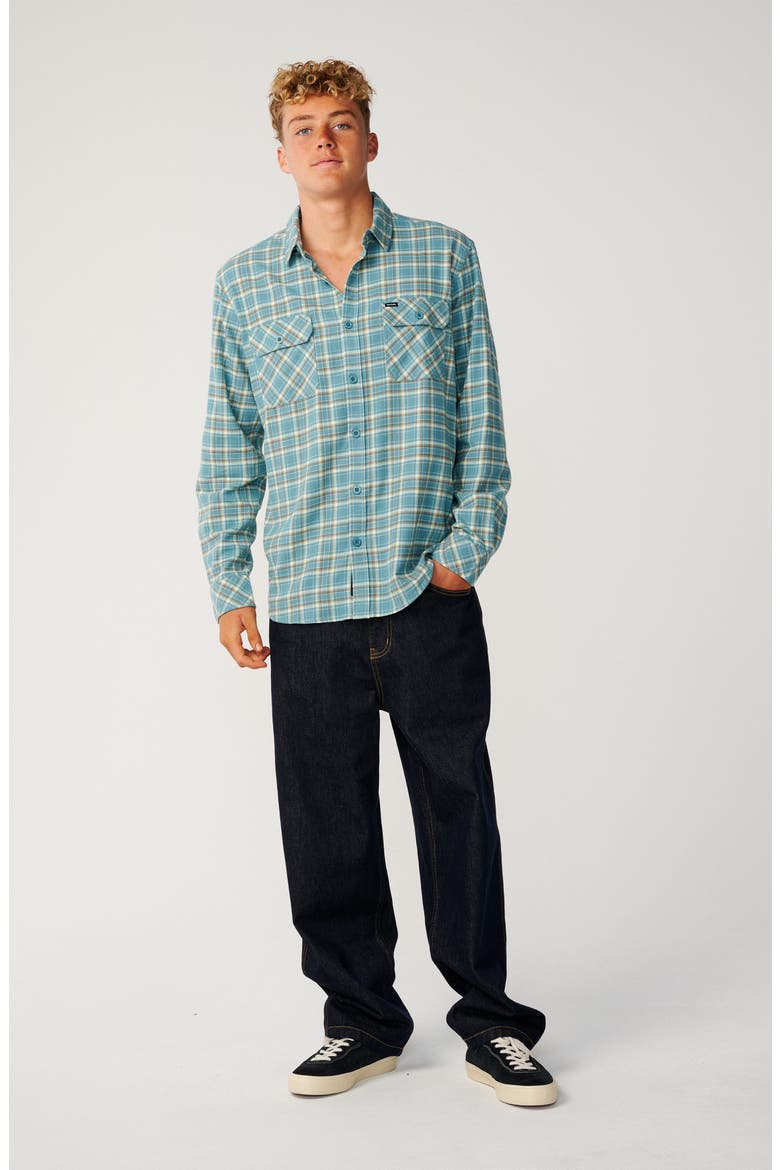 Check Cotton Button-Up Shirt, Alternate, color, DUSTY JADE