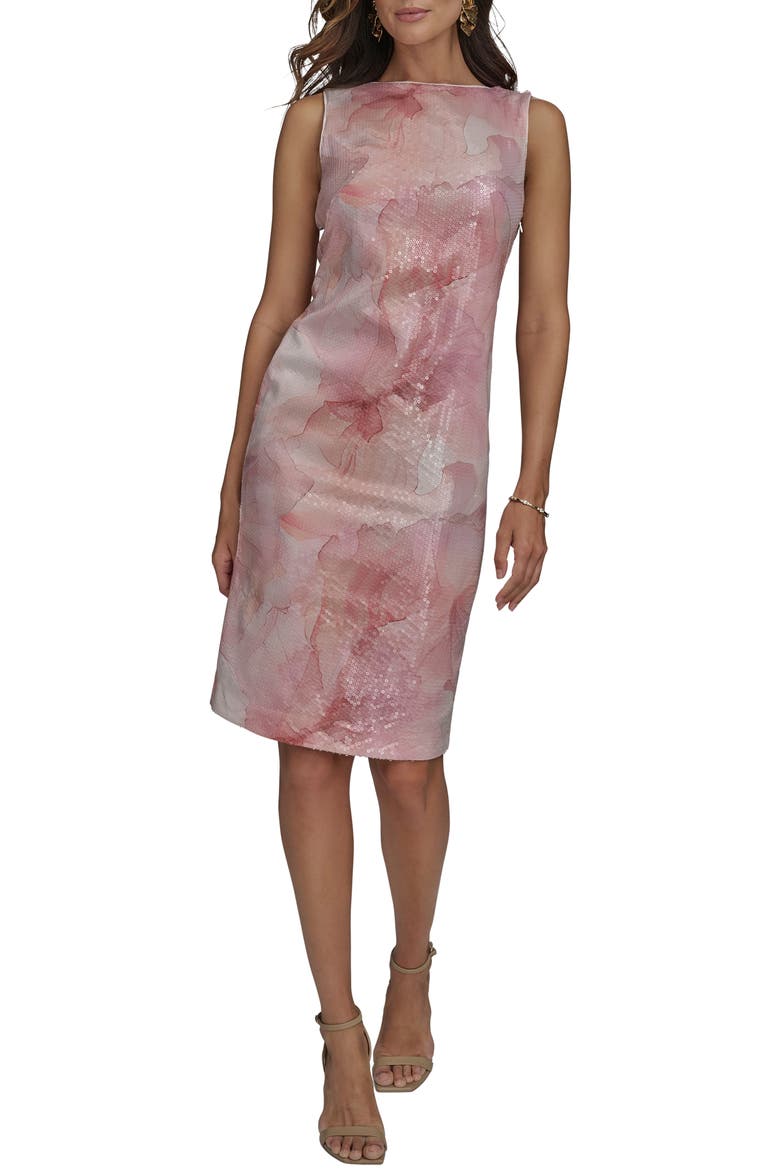 Sequin Floral Sheath Dress, Main, color, APRICOT MU