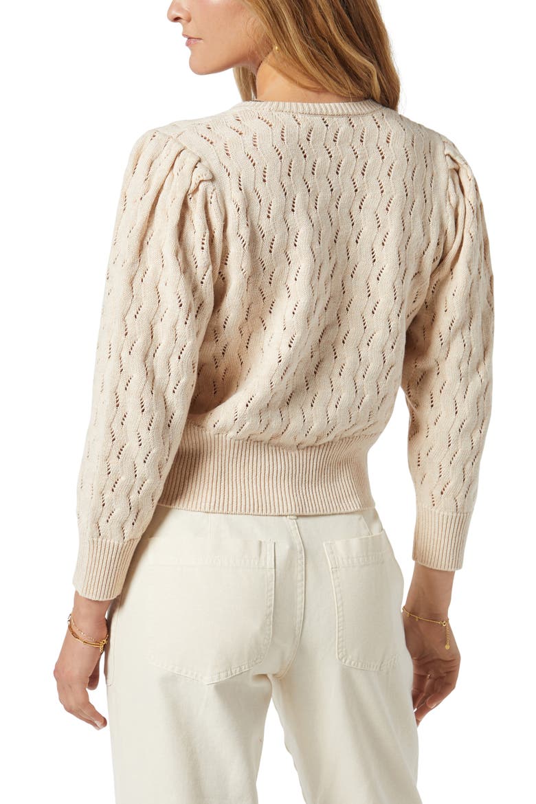 Wilsale Pointelle Cotton & Linen Cardigan, Alternate, color, TAPIOCA