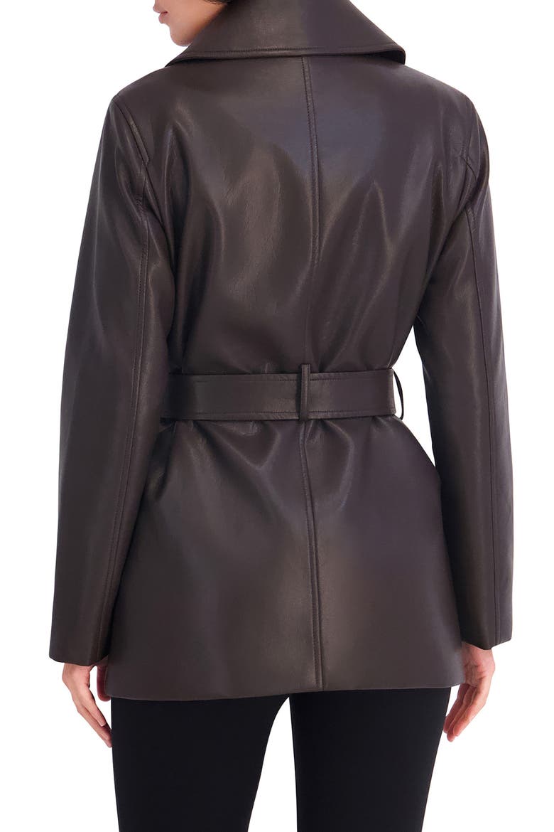 Faux Leather Belted Trench Coat, Alternate, color, CHOCOLATE
