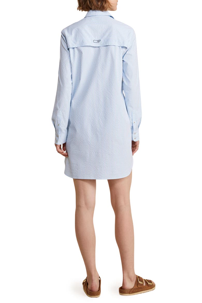 Harbor Stripe Long Sleeve Cover-Up Shirtdress, Alternate, color, SEERSUCKER-JAKE BLUE