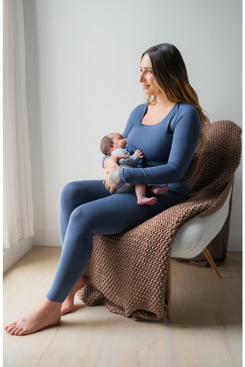 Jane Nursing Pajama Set, Alternate, color, SLATE BLUE