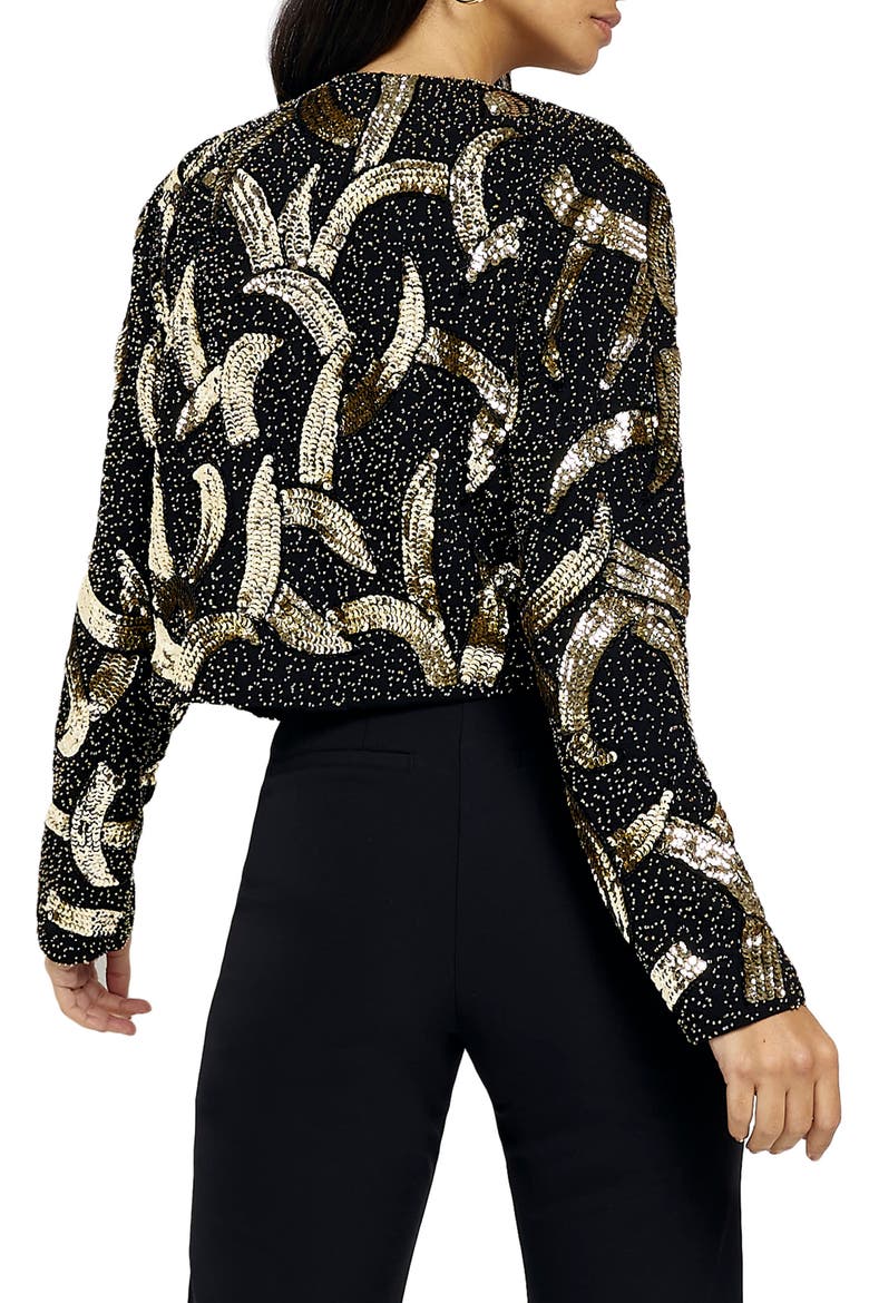 Sequin Crop Trophy Jacket, Alternate, color, BLACK